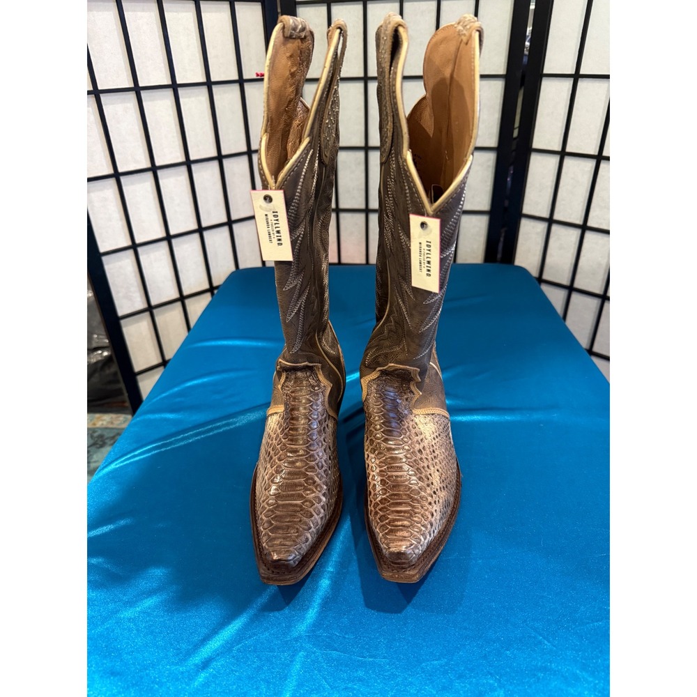 NWT Idyllwind Triad Exotic Python Western Boots 7.5B Brown Cowboy